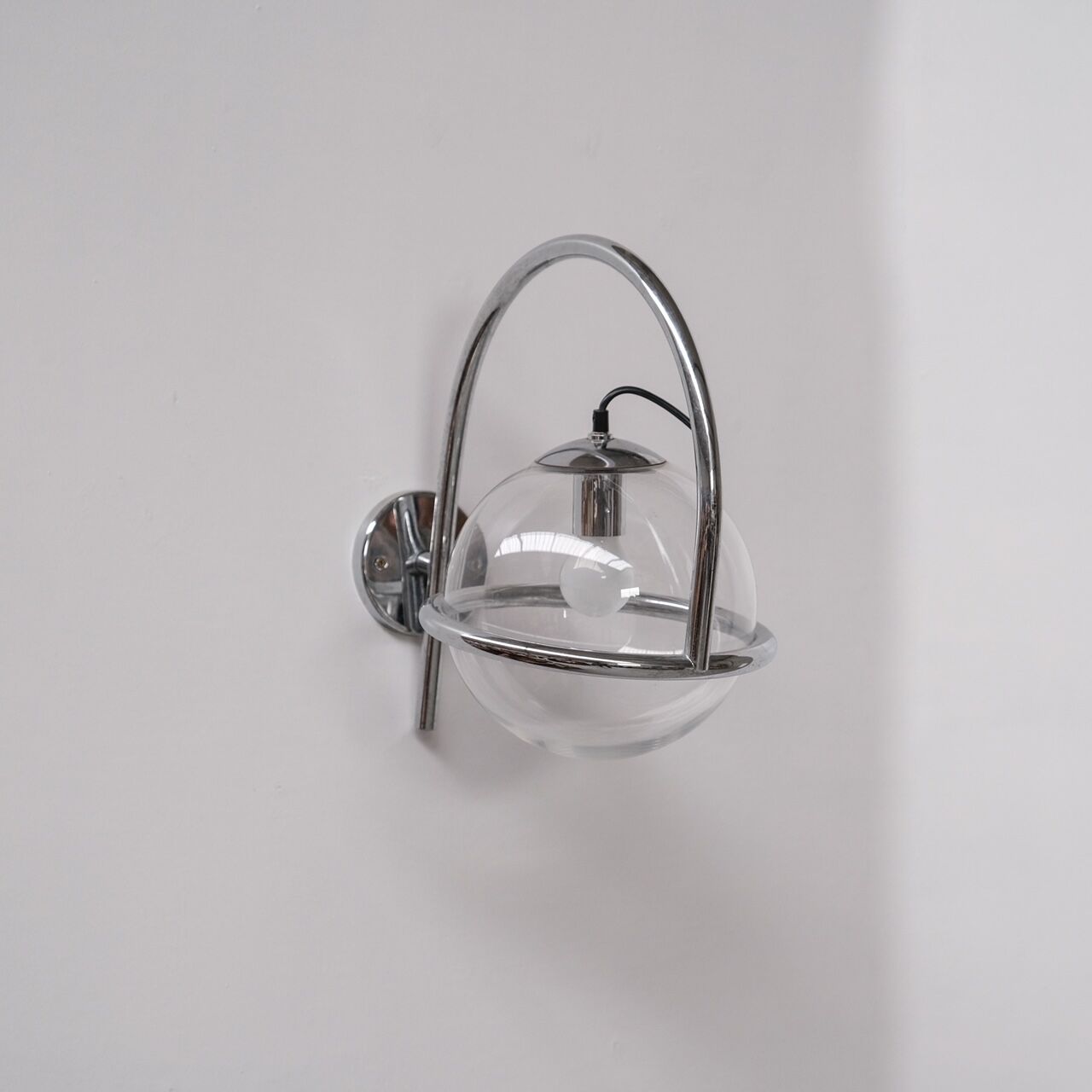 Chrome and clear glass mid-century kinkeldey wall light