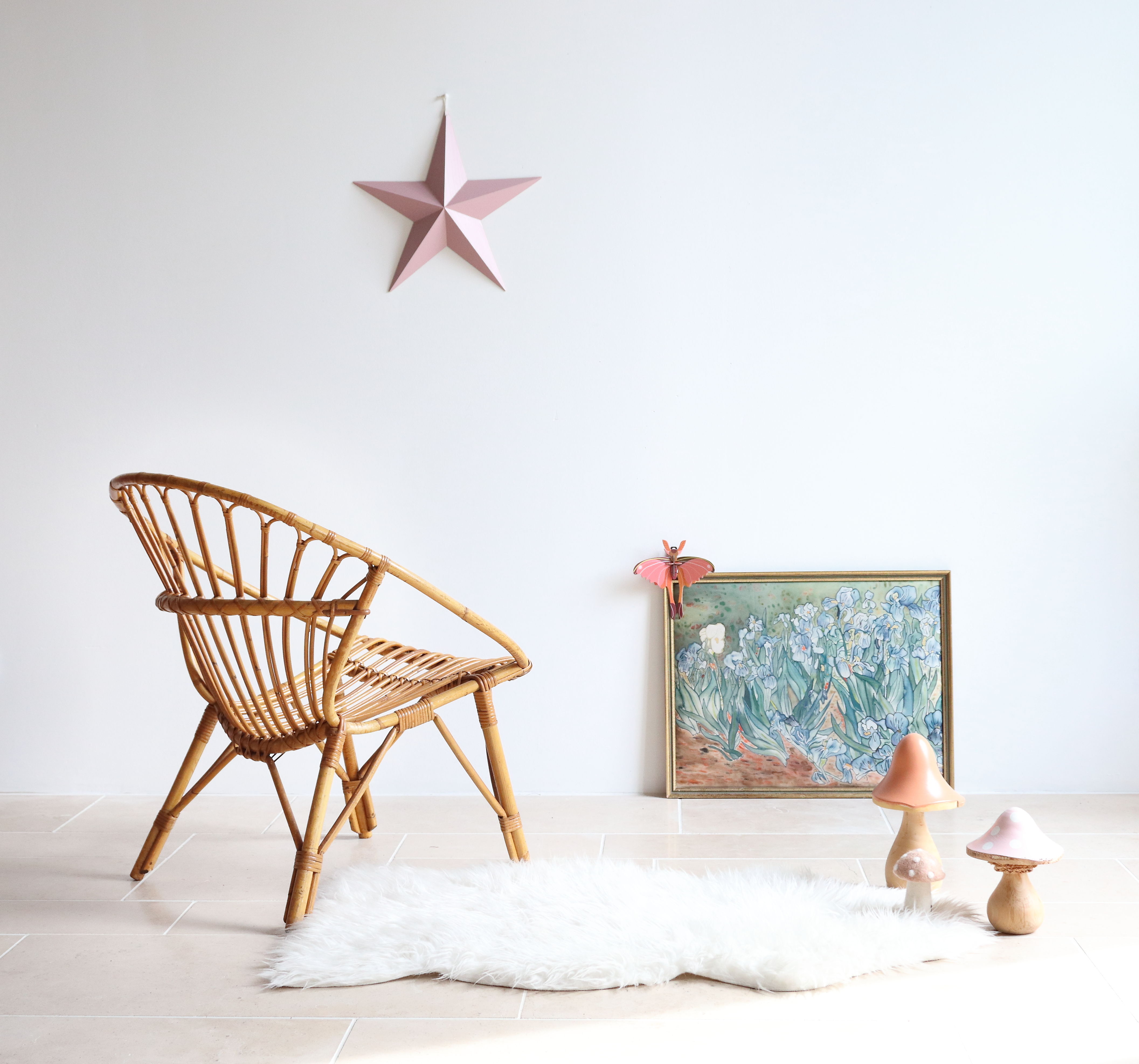 Adult size rattan shell armchair from the 60s