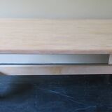 Large farmhouse trestle table in limed oak, 1940s-50s