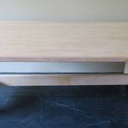 Large farmhouse trestle table in limed oak, 1940s-50s