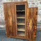 Mid-century art-deco library display case vintage 1950 burl walnut