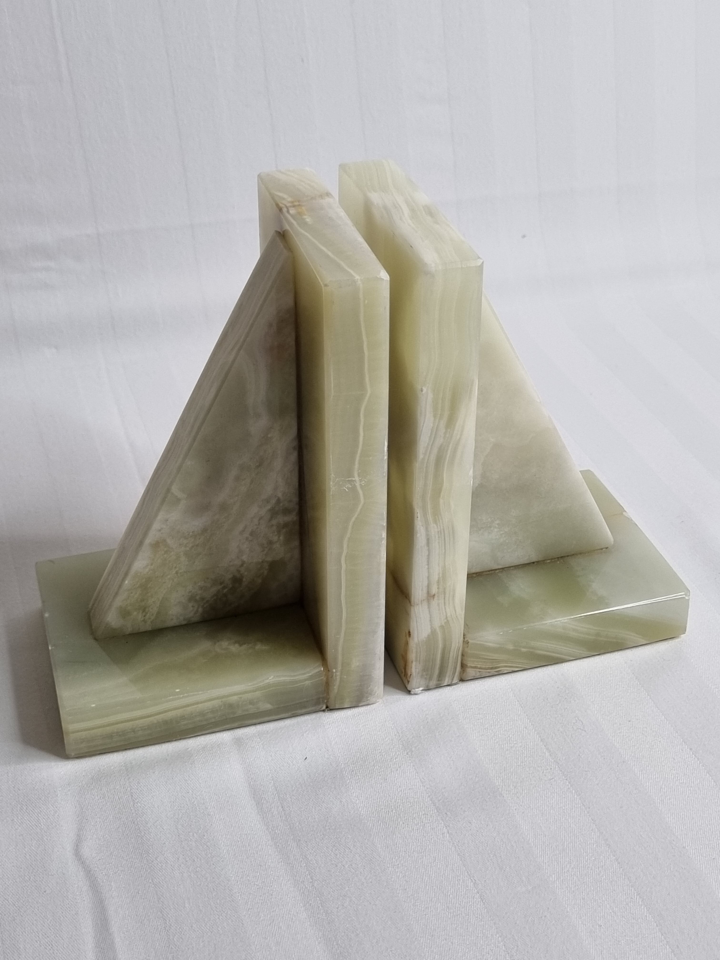 Pair of vintage onyx bookends, 70s, 14.5 cm