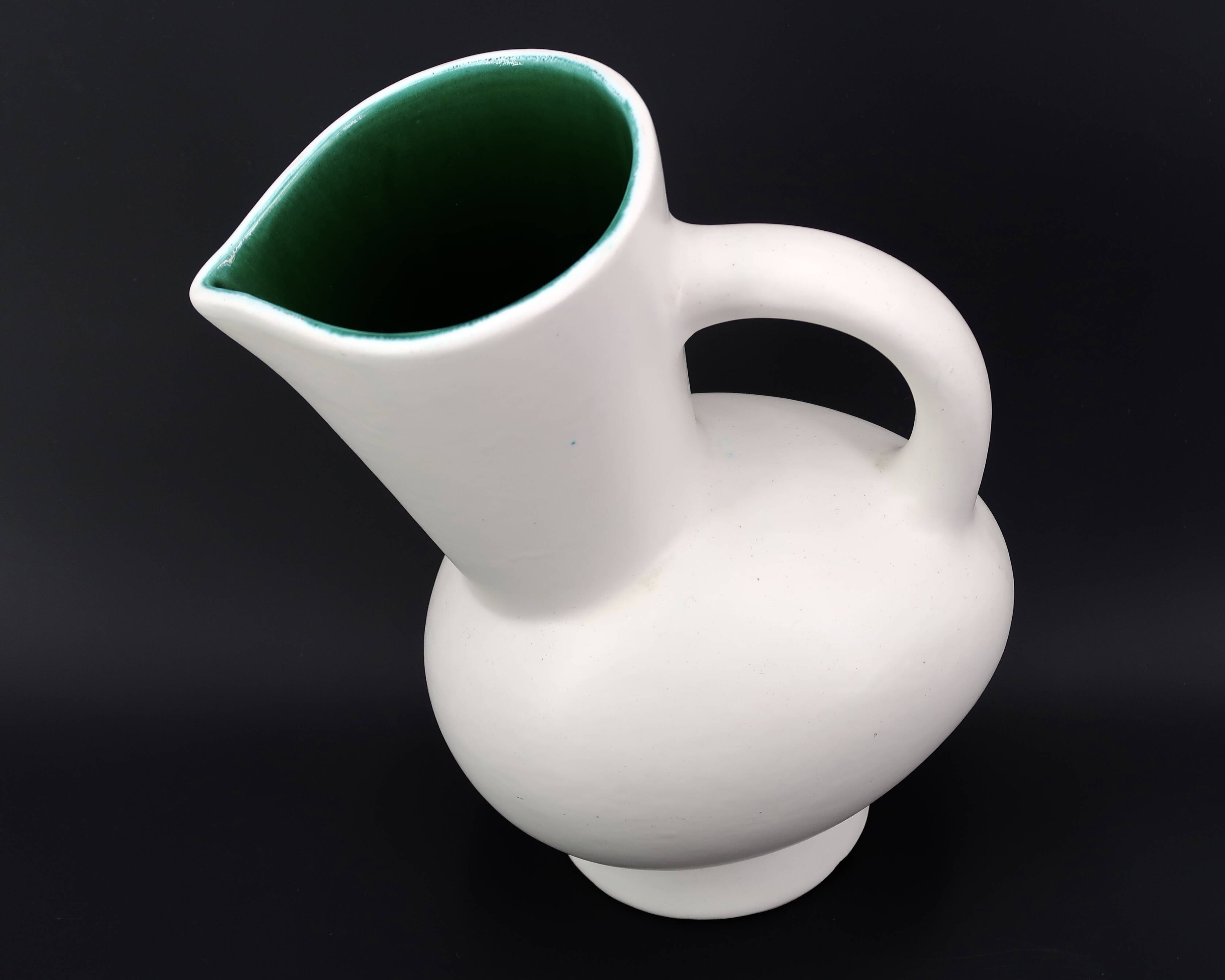 White ceramic pitcher by André Baud, Vallauris 1960s