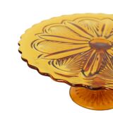Art Deco Amber Cake Plate Pastry Dish Depression Glass 27cm