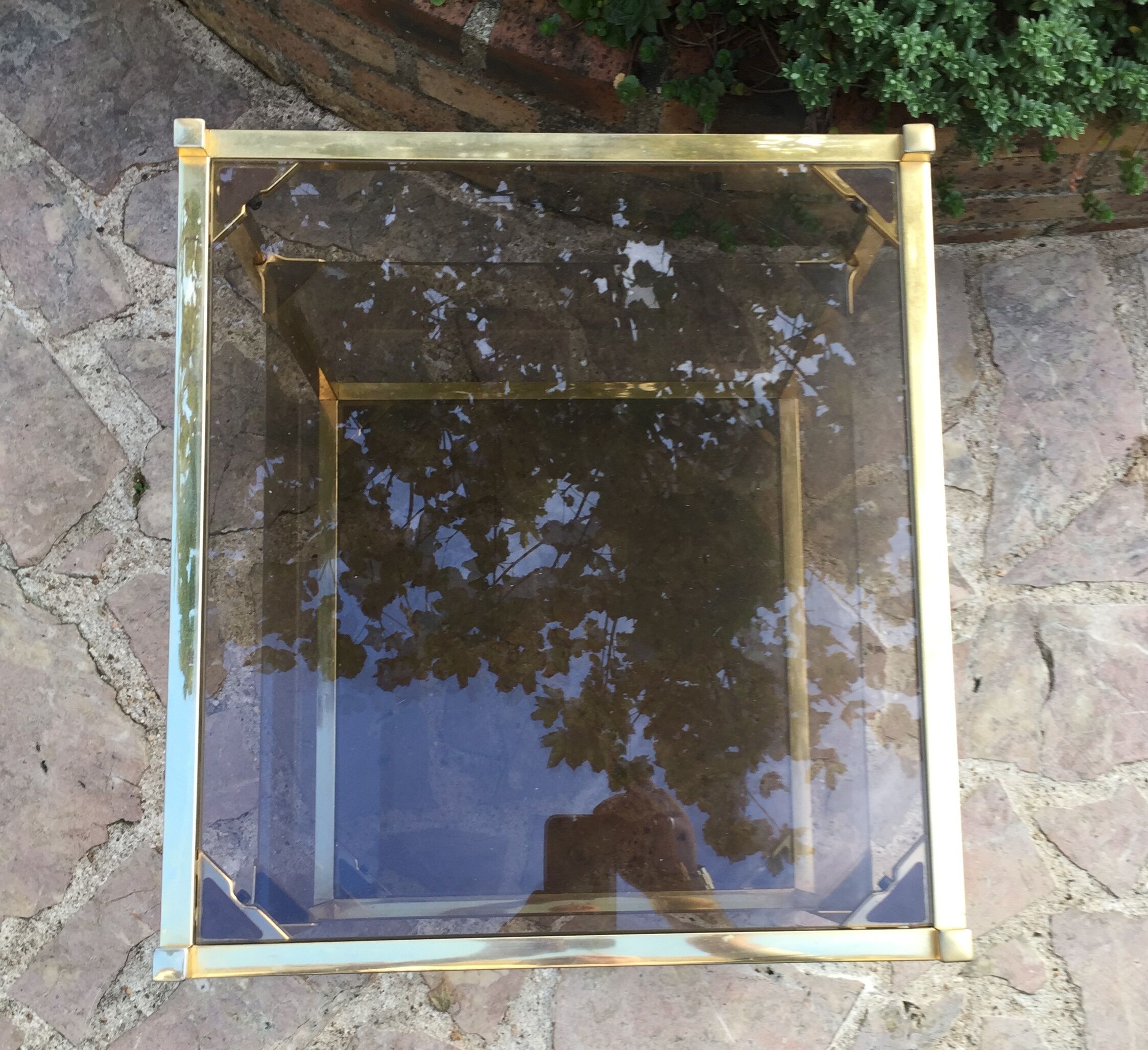 End table in smoky glass