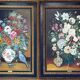 Pendant Gd Tableaux HST "Bouquet of flowers" signed Germaine Michelet + frame