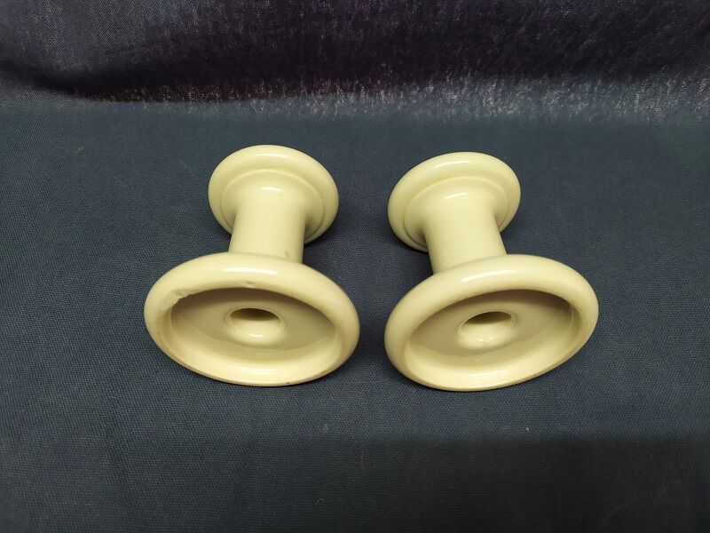 Bougeoirs porcelaine blanc écru Lot de 2