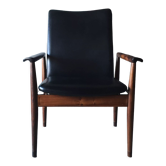 Diplomat office chair by Finn Juhl in rosewood and vintage leather 1970s