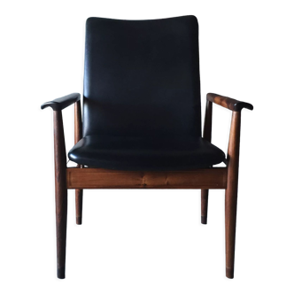 Diplomat office chair by Finn Juhl in rosewood and vintage leather 1970s