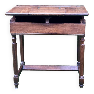 Bureau/ Pupitre d'écolier - Ancien - bois massif