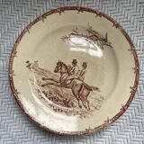 Flat plates iron earth hunting scene vieillard