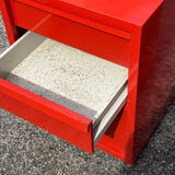 Prisunic 1970 metal trolley and box