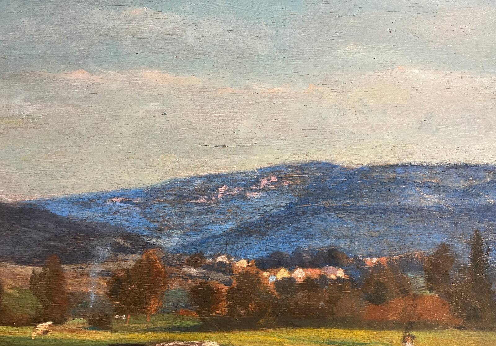 Tableau HSP "Autumn Evening in the Jura" post-impressionist signed