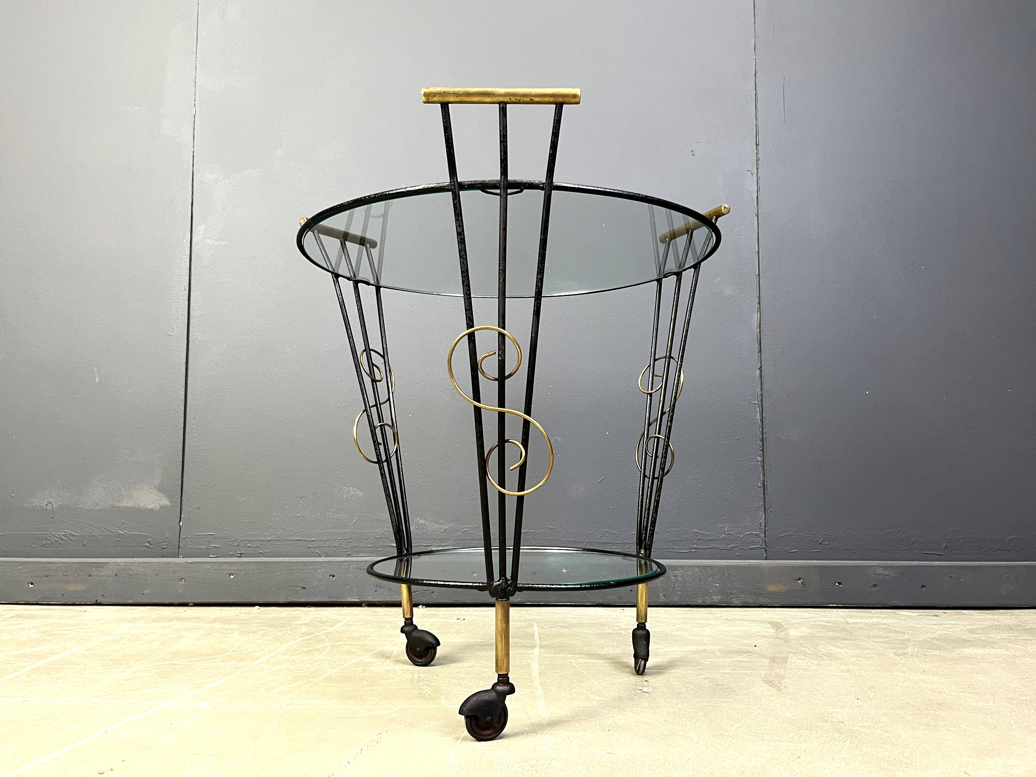 Mid century two tier italian trolley, 1950s