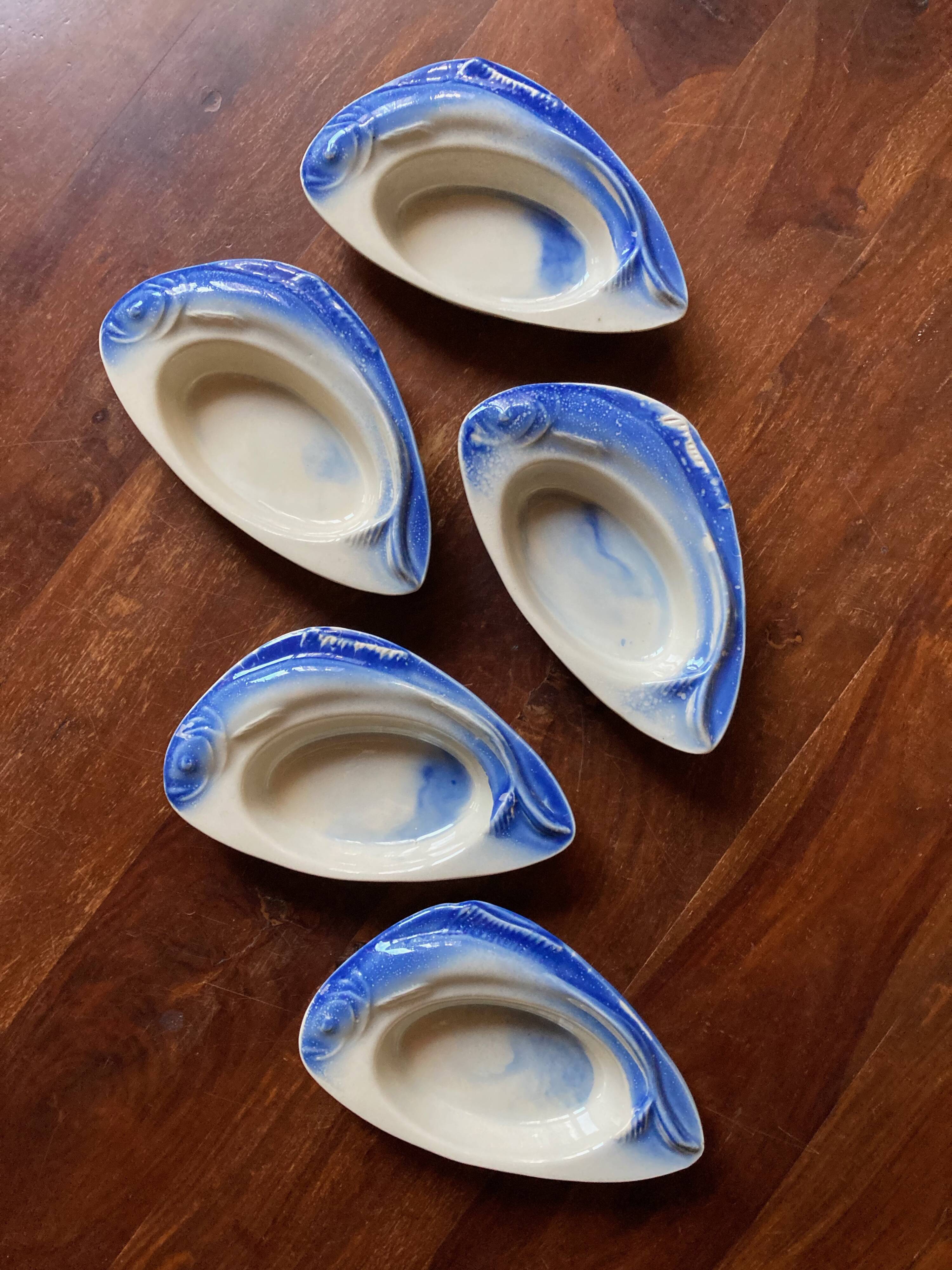 Ceramic fish ramekins signed Charles Amand