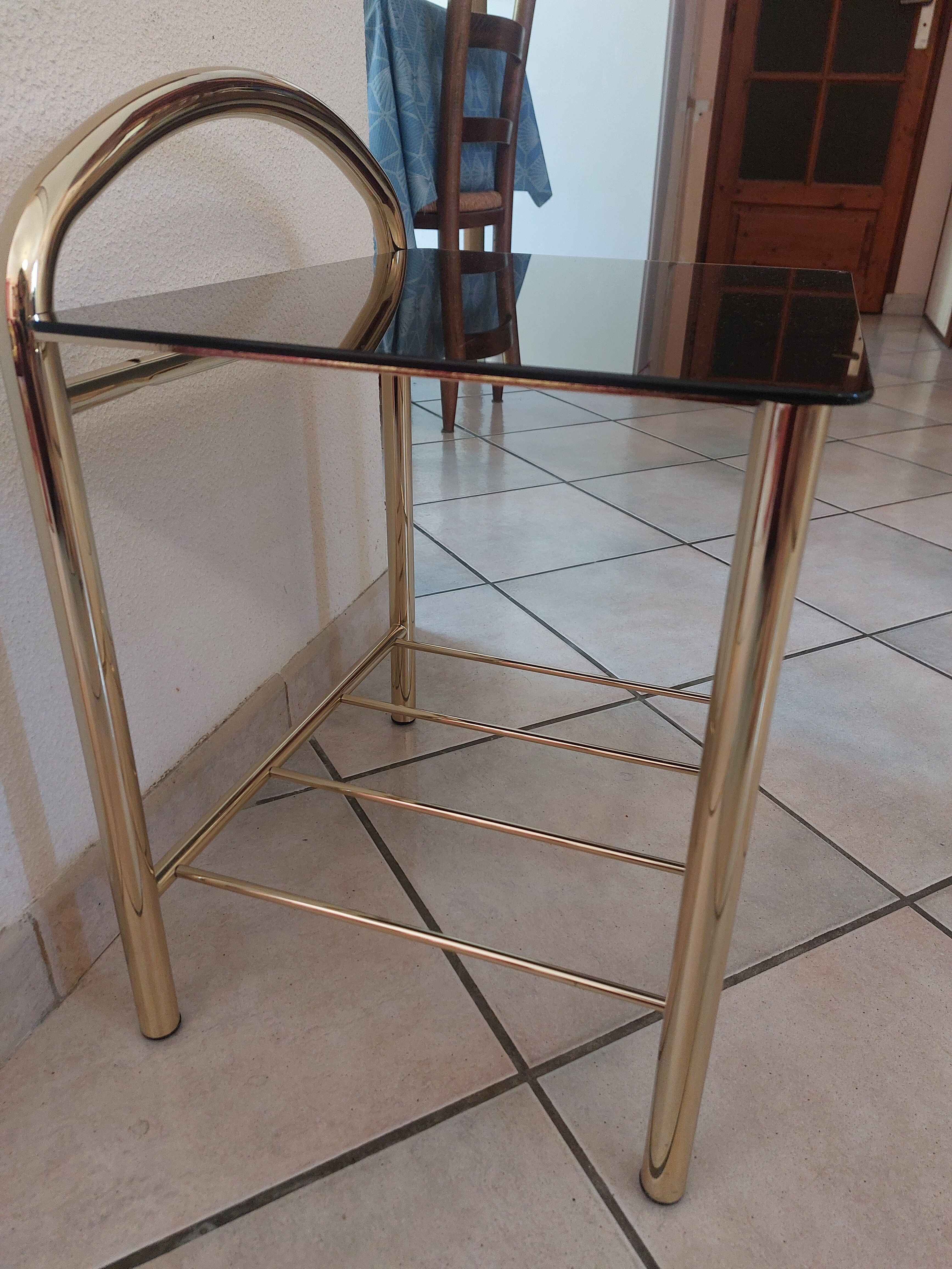 Brass and smoked glass table