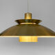 Brushed aluminum pendant light with golden finish, Denmark 1970s