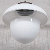 Mid-century french glass two tone opaline pendant light