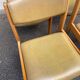 4 Baumann Scandinavian chairs, solid wood and beige leather, 1960