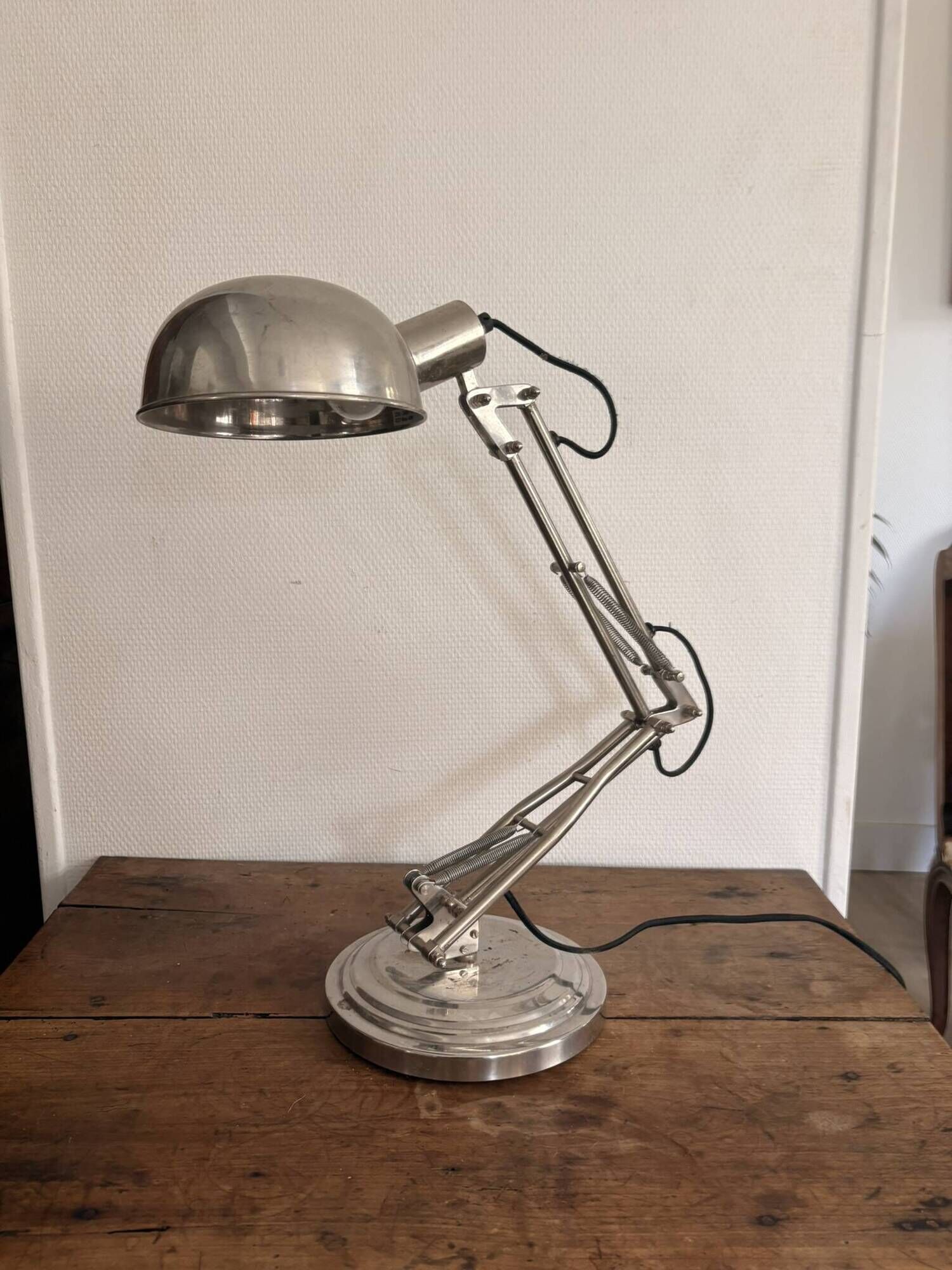 Lampe Architecte Bureau Double Bras Articulée Métal Chromé Bauhauss