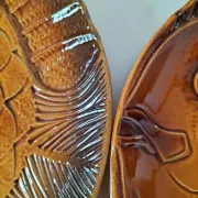 6 antique fish barbotine plates – Saint-Clément