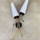 Pair of 1950s wall lights, opaline and brass tulips, Lunel Arlus