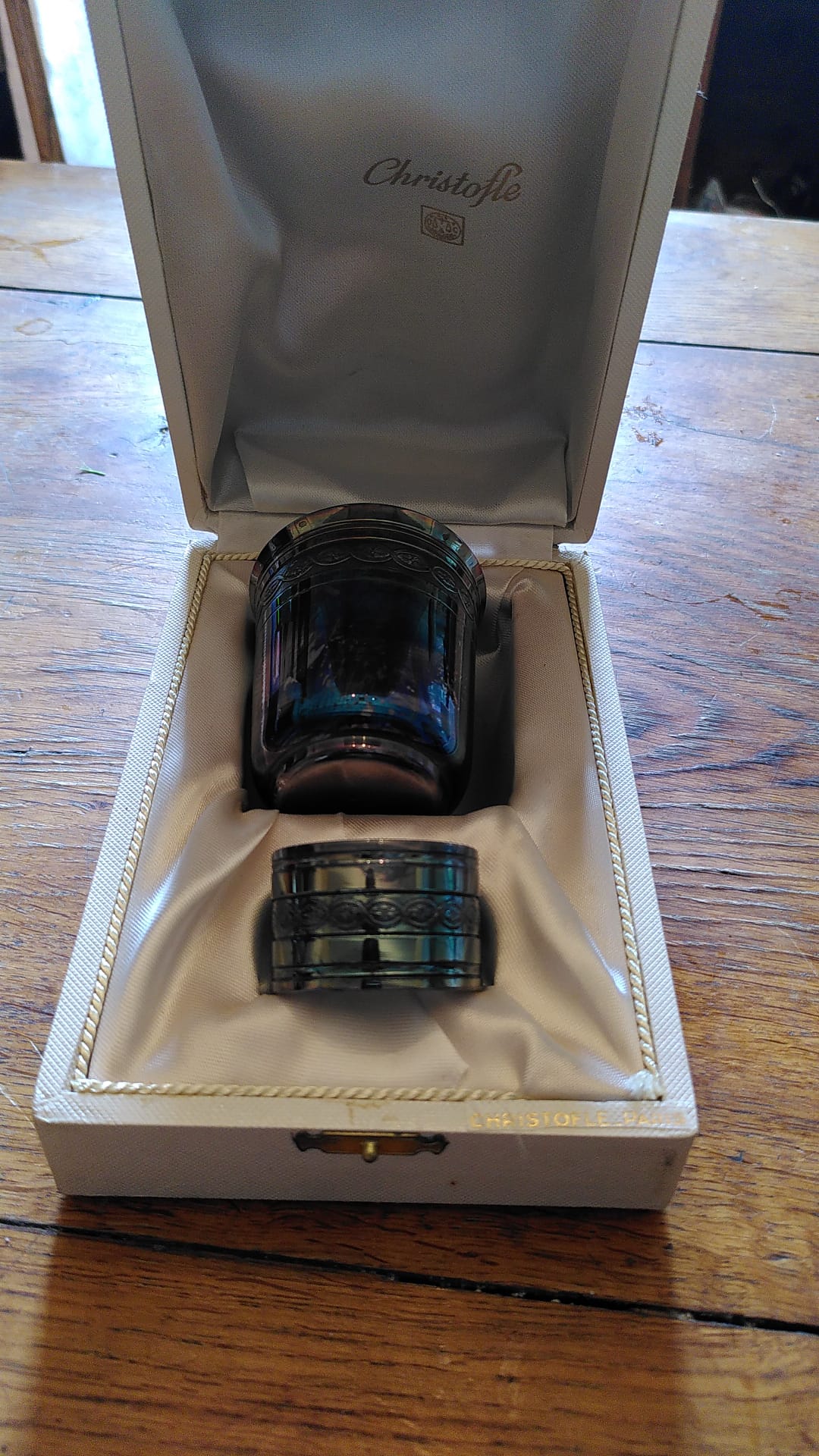 Coffret tasse et rond de serviette Christofle