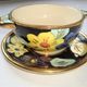 Ear Bowl + Ceramic Saucer Vallauris Flowers Edged Golden