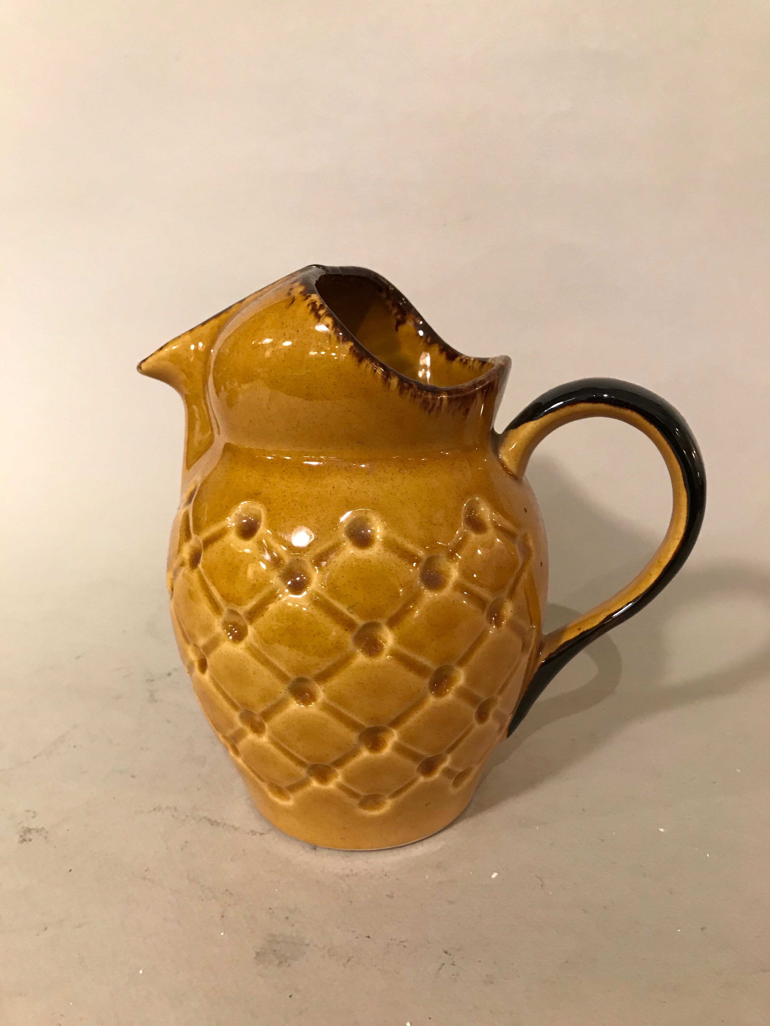 Yellow ceramic pitcher pineapple by Mireille 1950