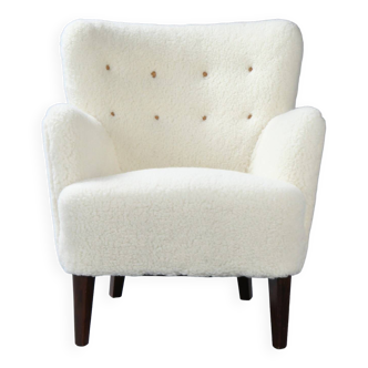 Sheepskin armchair by Peter Hvidt and Orla Mölgaard Nielsen for Fritz Hansen