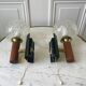 Pair of wall sconces balls in blown glass, metal and teak style 50s
