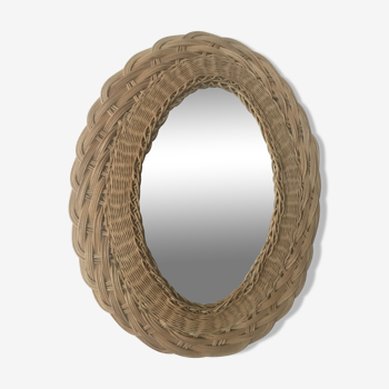 Rattan oval mirror 43x55cm