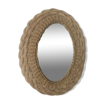 Rattan oval mirror 43x55cm