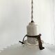 Suspension ancienne en opaline et porcelaine