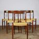 Suite de 6 chaises scandinaves en corde et teck