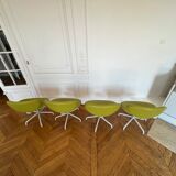 4 swivel sunset chairs CPillet in olive green leather 2000 e