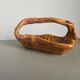 Hand-carved wooden empty pocket basket vintage French