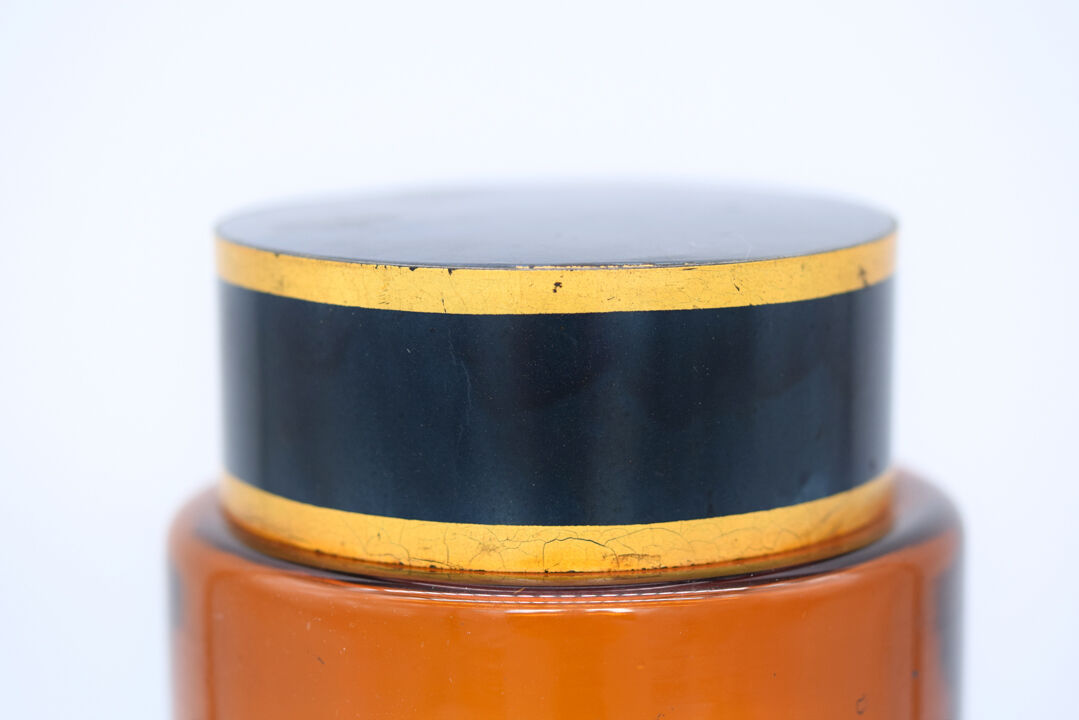 Pharmacy/apothecary old amber glass pot