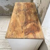 Meuble de métier enfilade patine blanche