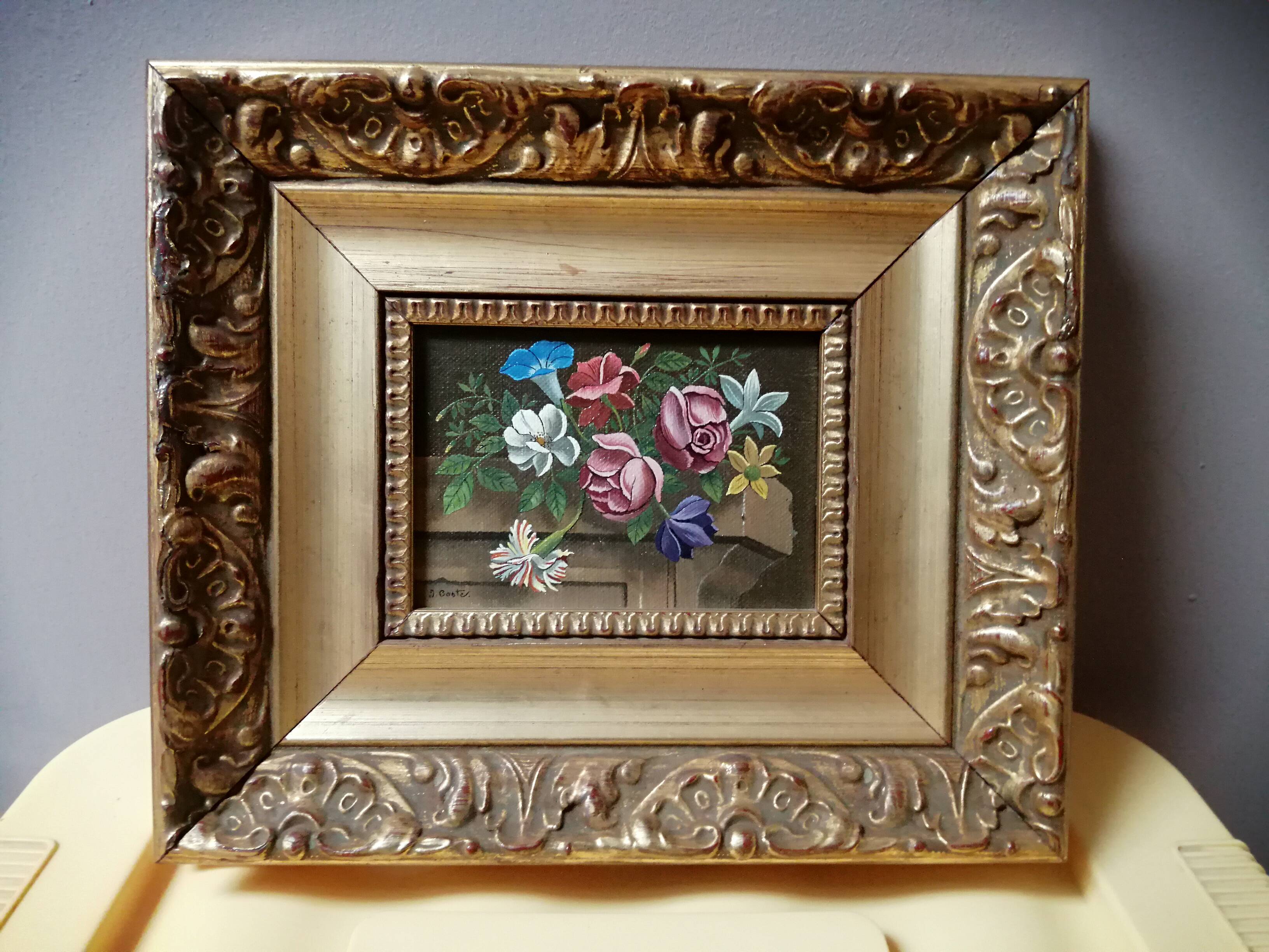 Painting bouquet of flowers signed J. coste