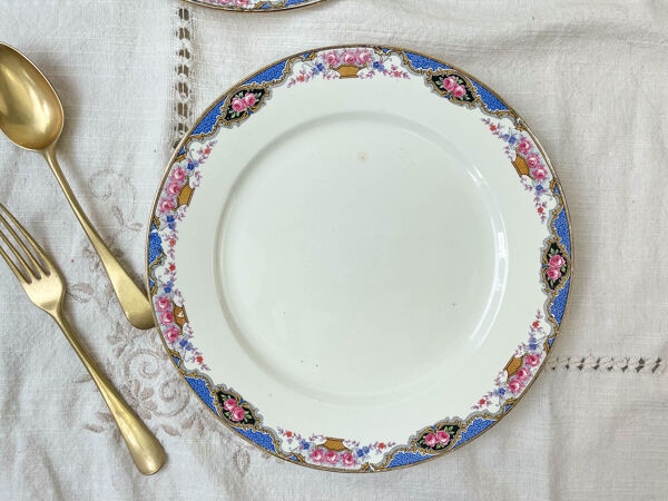 Set de 6 assiettes porcelaine et 6 petites assiettes dépareillées vintage ~ Service de table 6 personnes ~