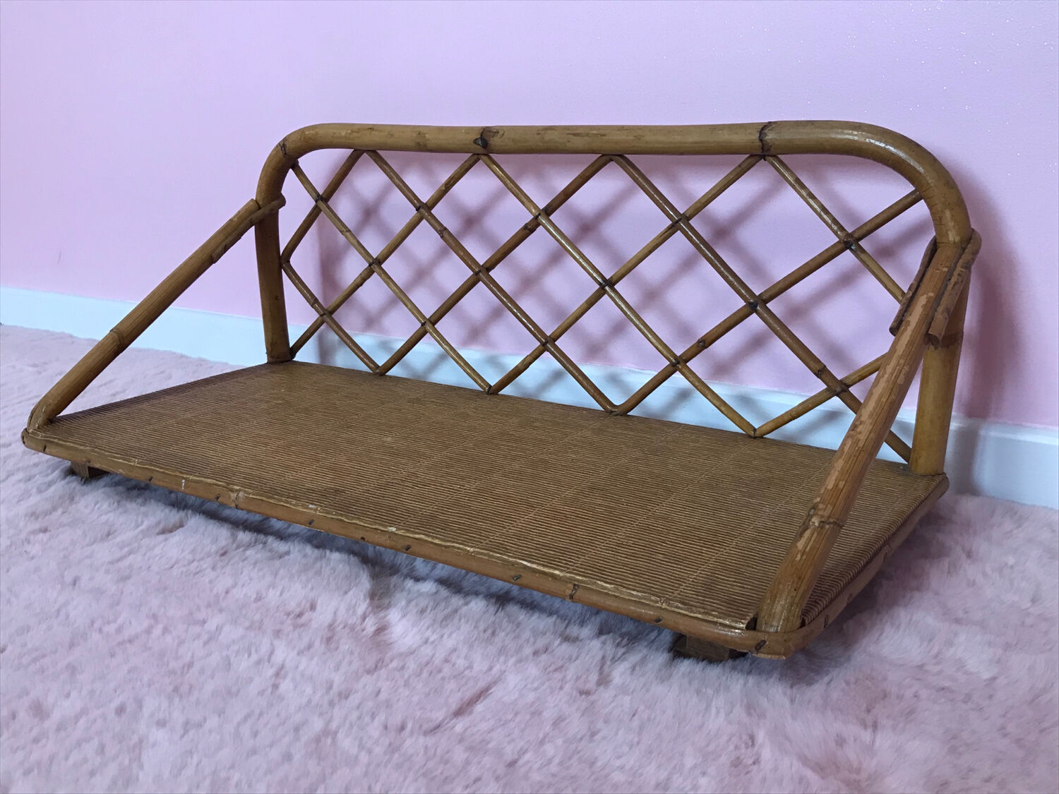 Vintage rattan shelf
