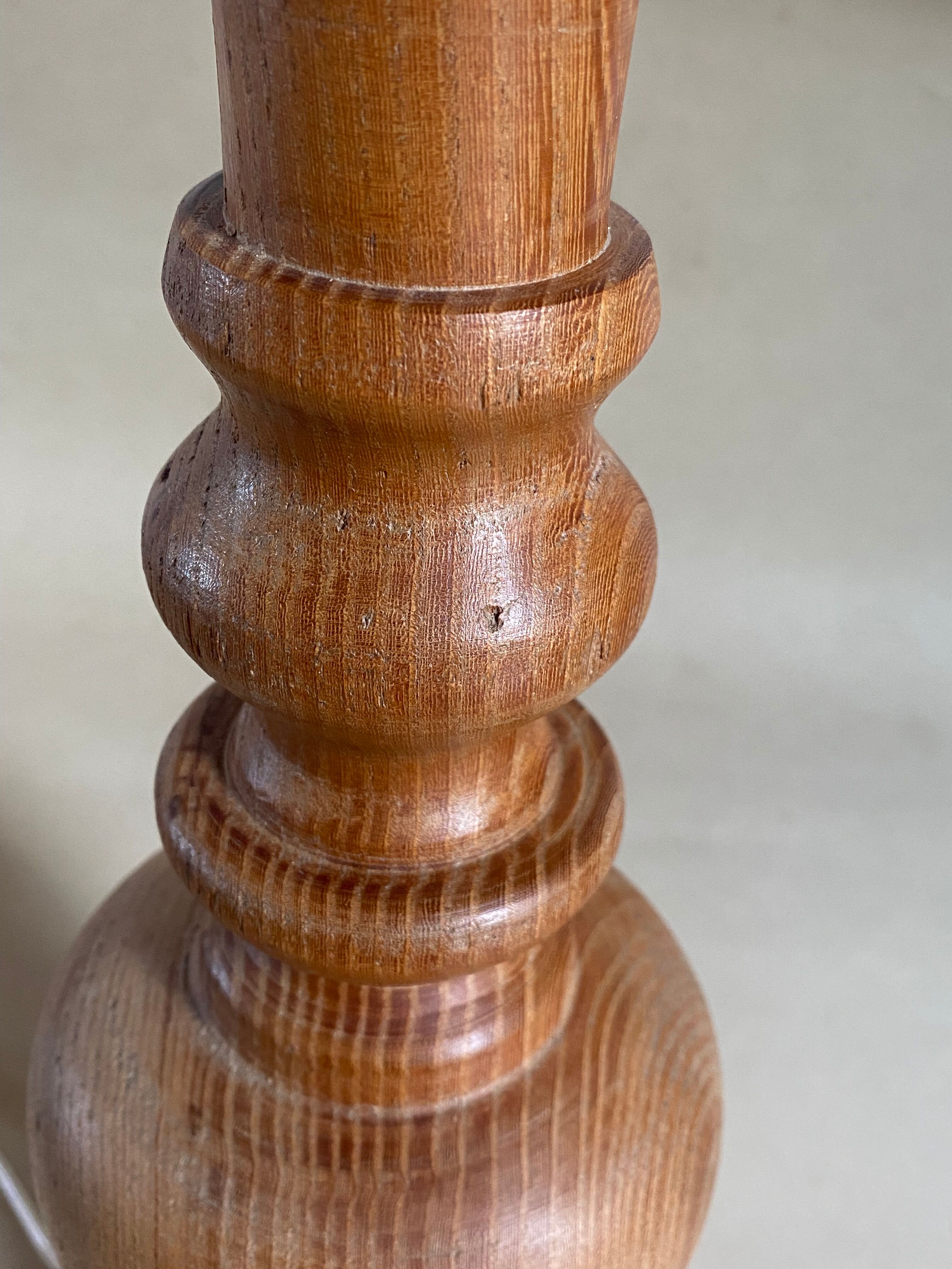 Wooden lamp foot turned vintage 1970