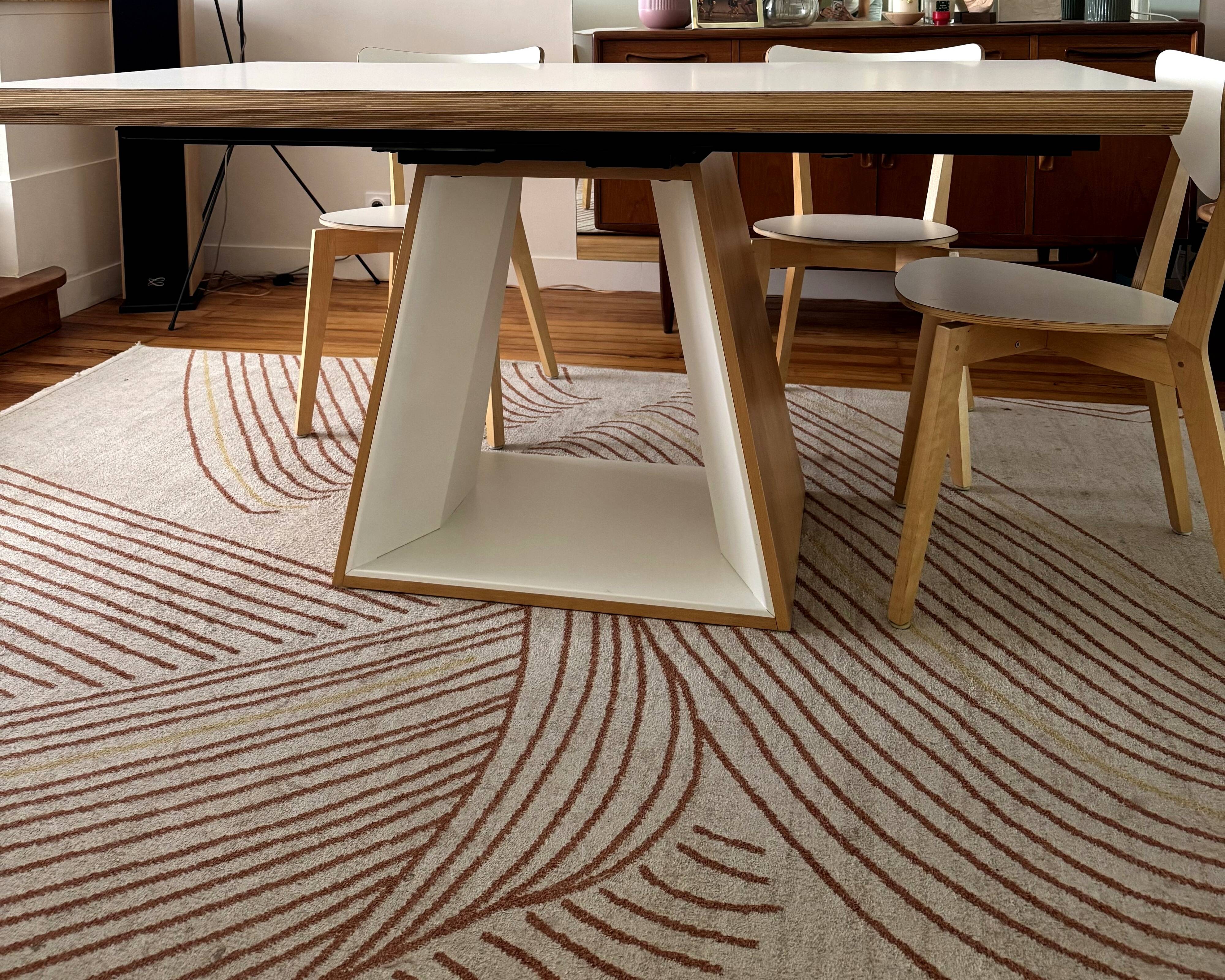 Extensible table Mood T1202 — Mobitec — White Fenix & walnut