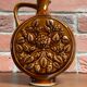 Vase rond allemand à motif floral, pichet ornemental en céramique marron avec anse