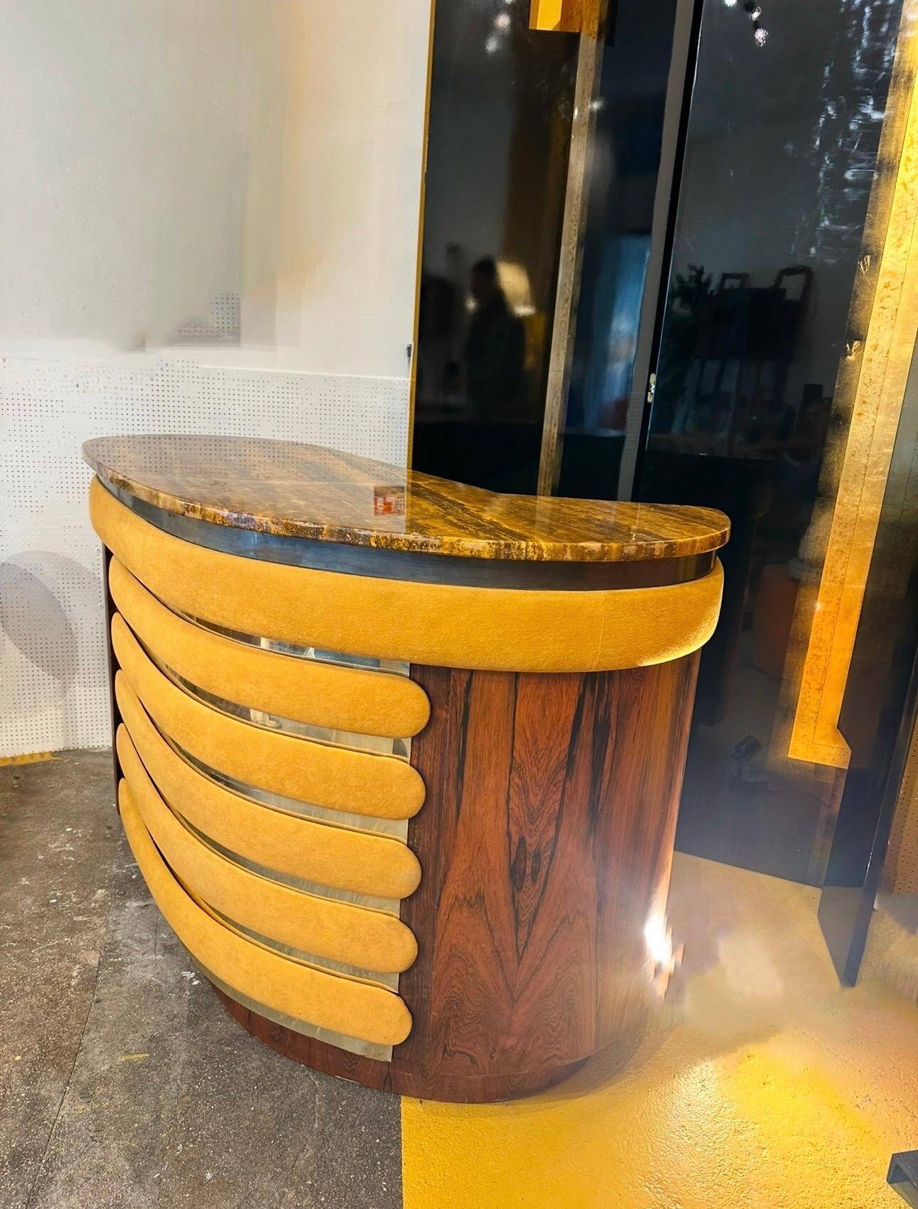 Willy Rizzo Bar Cabinet in Rosewood and Marble, Italy, 1970s