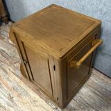 Art Deco period bar cabinet / trolley on wheels in oak circa 1940