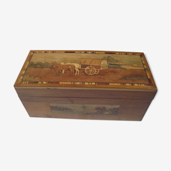 Old box in marquetry, madagascar