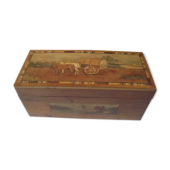 Old box in marquetry, madagascar