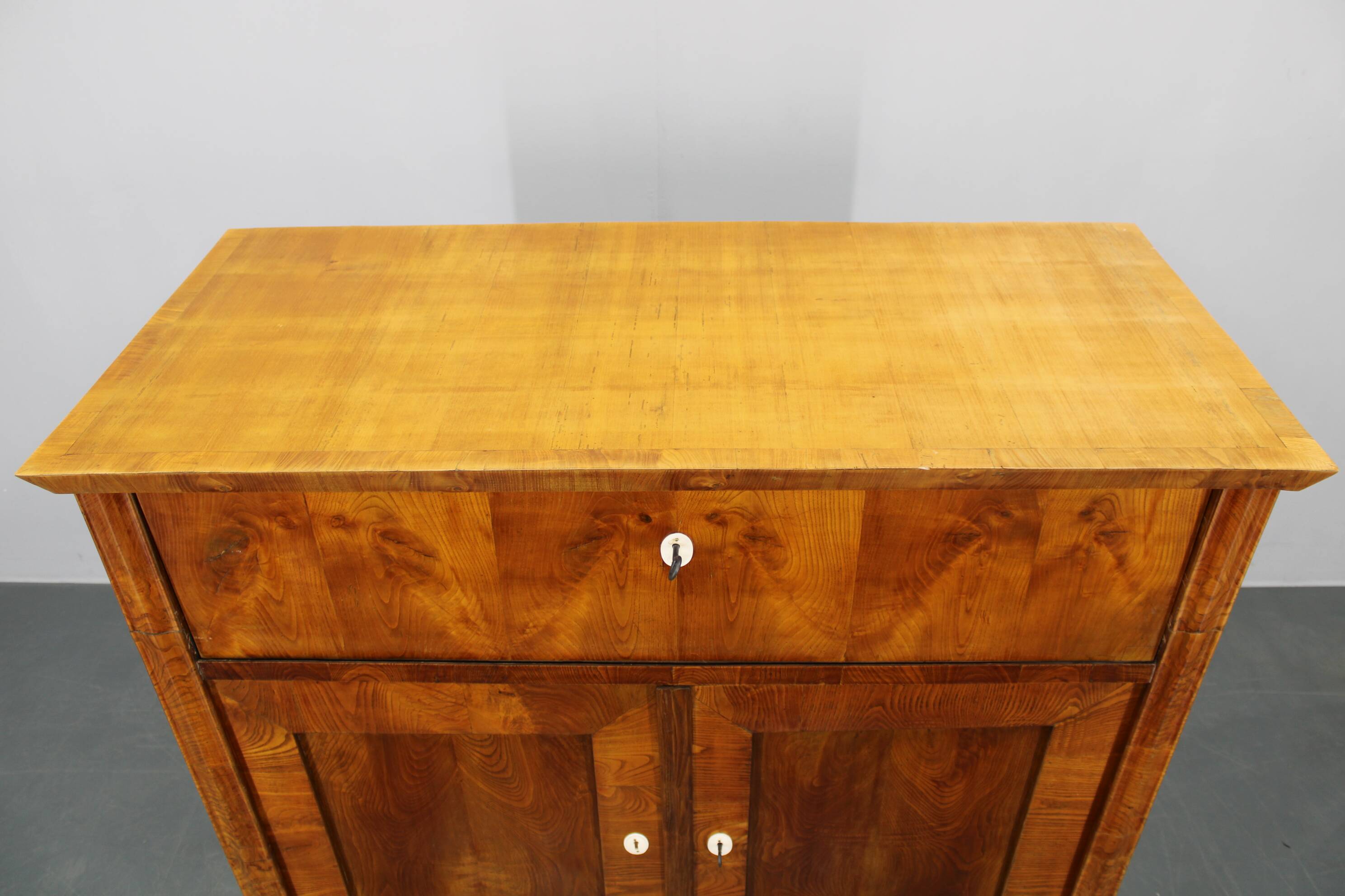 1930s Antique Cabinet with Writing Area in Walnut Finish ,Czechoslovakia